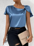 Women's Satin Twisted Blouses Fashion Designer Blouse T-Shirts-Women's Tops Fashion Designer T-Shirts / Blouses