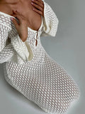 Women's See Through Fashion Designer Knitted Beach Dresses (Long)