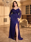 Women's Sequin 2-4XL Mesh Fashion Designer Long Dresses (Plus Size)