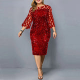 Women's Sequin 3-5XL Fashion Designer Midi Dresses (Plus Size)
