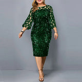 Women's Sequin 3-5XL Fashion Designer Midi Dresses (Plus Size)-Women's Fashion Designer Plus Size Dresses-green-Women&#x27;s fashion designer plus size clothes