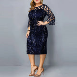 Women's Sequin 3-5XL Fashion Designer Midi Dresses (Plus Size)