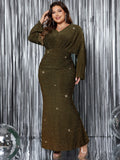 Women's Sequin Bodycon Fashion Designer Midi Dresses (Plus Size)