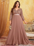 Women's Sequin Chiffon Banquet Fashion Designer L-7XL Long Dresses (Plus Size)-Women's Fashion Designer Plus Size Dresses