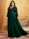 Women's Sequin Chiffon Banquet Fashion Designer L-7XL Long Dresses (Plus Size)-Women's Fashion Designer Plus Size Dresses