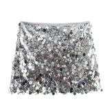 Women's Sequin Club Fashion XS-L Designer Mini Skirts (Short)-Women's Fashion Designer Skirts-Silver-Women&#x27;s fashion designer plus size clothes