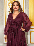 Women's Sequin Embroidery Fashion Designer L-7XL Long Dresses (Plus Size)-Women's Fashion Designer Plus Size Dresses