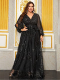 Women's Sequin Embroidery Fashion Designer L-7XL Long Dresses (Plus Size)-Women's Fashion Designer Plus Size Dresses