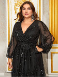 Women's Sequin Embroidery Fashion Designer L-7XL Long Dresses (Plus Size)-Women's Fashion Designer Plus Size Dresses