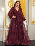 Women's Sequin Embroidery Fashion Designer L-7XL Long Dresses (Plus Size)-Women's Fashion Designer Plus Size Dresses
