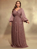 Women's Sequin Evening L-7XL Fashion Designer Long Dresses (Plus Size)-Women's Fashion Designer Plus Size Dresses