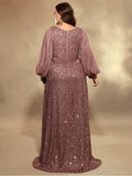 Women's Sequin Evening L-7XL Fashion Designer Long Dresses (Plus Size)-Women's Fashion Designer Plus Size Dresses