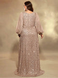 Women's Sequin Evening L-7XL Fashion Designer Long Dresses (Plus Size)-Women's Fashion Designer Plus Size Dresses