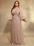 Women's Sequin Evening L-7XL Fashion Designer Long Dresses (Plus Size)-Women's Fashion Designer Plus Size Dresses