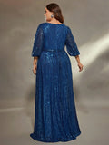 Women's Sequin Fashion Designer 1-5XL Long Dresses (Plus Size)-Women's Fashion Designer Plus Size Dresses-International Women's Clothing