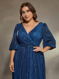 Women's Sequin Fashion Designer 1-5XL Long Dresses (Plus Size)-Women's Fashion Designer Plus Size Dresses-International Women's Clothing