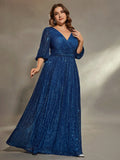 Women's Sequin Fashion Designer 1-5XL Long Dresses (Plus Size)-Women's Fashion Designer Plus Size Dresses-International Women's Clothing