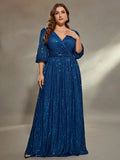 Women's Sequin Fashion Designer 1-5XL Long Dresses (Plus Size)-Women's Fashion Designer Plus Size Dresses-International Women's Clothing