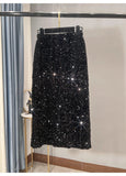 Women's Sequin Fashion Designer High Waist Split Skirts (Midi)