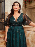 Women's Sequin Mesh Fashion Designer 1-4XL Short Dresses (Plus Size)