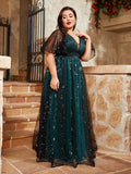 Women's Sequin Mesh Fashion Designer 1-4XL Short Dresses (Plus Size)
