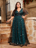 Women's Sequin Mesh Fashion Designer 1-4XL Short Dresses (Plus Size)