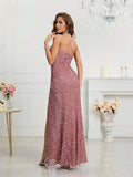 Women's Sequin S-2XL Spaghetti Strap Fashion Design Split Dresses (Long)-Women's Fashion Designer Dresses-International Women's Clothing