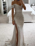 Women's Sequin S-XL Fashion Designer Off Shoulder Prom Dresses (Long)