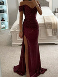 Women's Sequin S-XL Fashion Designer Off Shoulder Prom Dresses (Long)