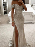 Women's Sequin S-XL Fashion Designer Off Shoulder Prom Dresses (Long)