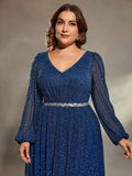 Women's Sequin Slit Fashion Designer Casual Long Dresses (Plus Size)