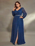 Women's Sequin Slit Fashion Designer Casual Long Dresses (Plus Size)