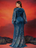 Women's Sequins Evening Fashion Designer 2-4XL Long Dresses (Plus Size)
