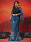 Women's Sequins Evening Fashion Designer 2-4XL Long Dresses (Plus Size)