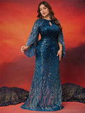 Women's Sequins Evening Fashion Designer 2-4XL Long Dresses (Plus Size)