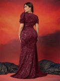Women's Sequins Formal Chiffon L-5XL Fashion Designer Long Dresses (Plus Size)-Women's Fashion Designer Plus Size Dresses-International Women's Clothing