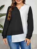Women's Shirt Fashion Designer Asymmetrical Long-Sleeve Tops (Plus Size)