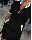 Women's Shirt Zip Fashion Designer 3-5XL Short Dresses (Plus Size)