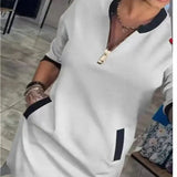 Women's Shirt Zip Fashion Designer 3-5XL Short Dresses (Plus Size)-Women's Fashion Designer Plus Size Dresses-Beige-Women&#x27;s fashion designer plus size clothes