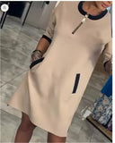 Women's Shirt Zip Fashion Designer 3-5XL Short Dresses (Plus Size)-Women's Fashion Designer Plus Size Dresses-Khaki-Women&#x27;s fashion designer plus size clothes