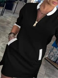 Women's Shirt Zip Fashion Designer 3-5XL Short Dresses (Plus Size)