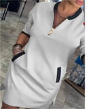 Women's Shirt Zip Fashion Designer 3-5XL Short Dresses (Plus Size)