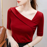 Women's Skew Collar Fashion Designer S-2XL T-Shirts