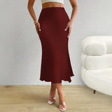 Women's Smocked S-XL Fishtail Fashion Designer Skirts (Midi)