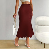 Women's Smocked S-XL Fishtail Fashion Designer Skirts (Midi)