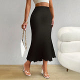 Women's Smocked S-XL Fishtail Fashion Designer Skirts (Midi)