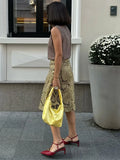 Women's Snakeskin S-XL Mid Waist Fashion Designer Skirts (Midi)