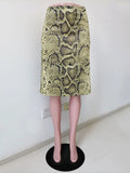Women's Snakeskin S-XL Mid Waist Fashion Designer Skirts (Midi)