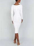 Women's Solid Bodycon Square Neck Fashion Designer Dresses (Midi)-Women's Fashion Designer Dresses