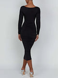 Women's Solid Bodycon Square Neck Fashion Designer Dresses (Midi)-Women's Fashion Designer Dresses